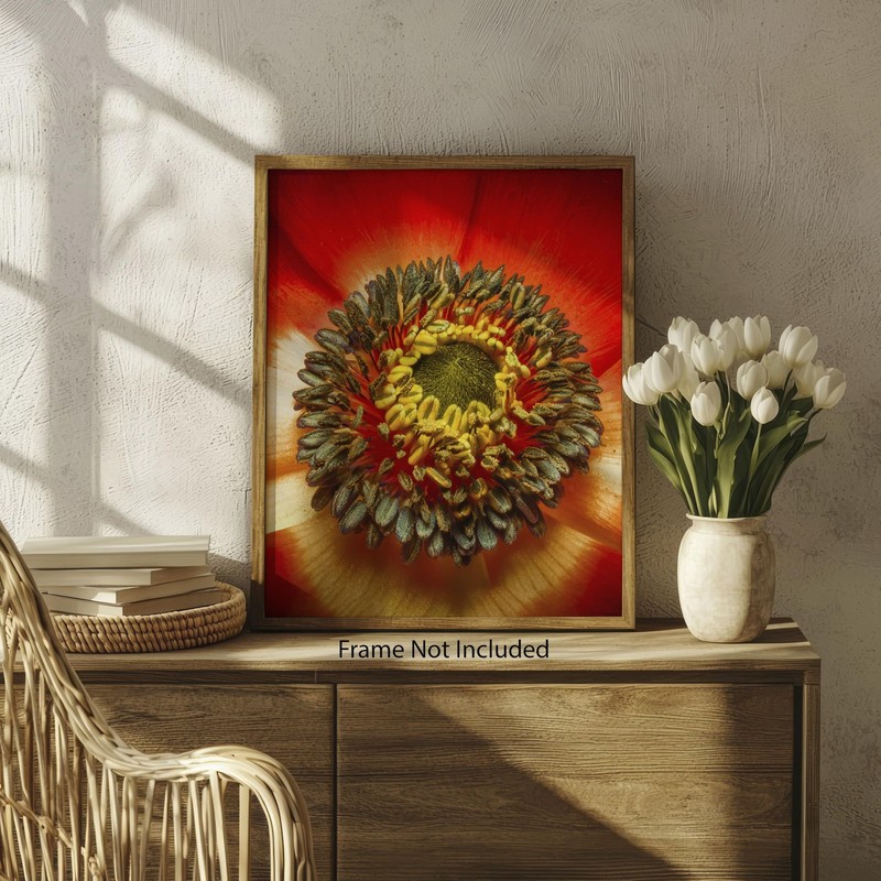 Botanical Fiery Bloom Center Macro Flower 8x10 Floral Print Wall Art Poster gallery