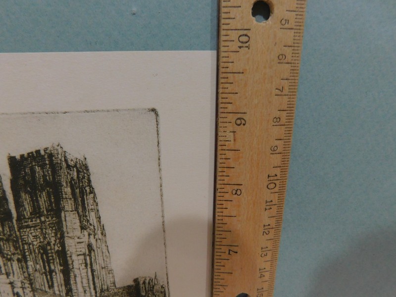 Vintage DURHAM CATHEDRAL offset print from Drypoint etching 7 7/8 x 9 3/4 gallery