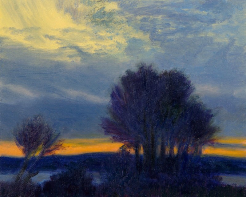 HUDSON RIVER WINDSWEPT SKY AT SUNDOWN ART PRINT from Oil Painting by P. Tarlow