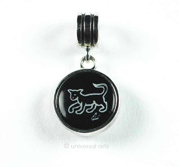 JACQUELINE DITT – Cat B&W Charm Silver Pendant Beads Multiple Cat Dangle