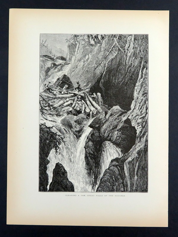 Ausable Chasm Great Falls, Adirondack, Historic America, 1872 Antique Engraving gallery