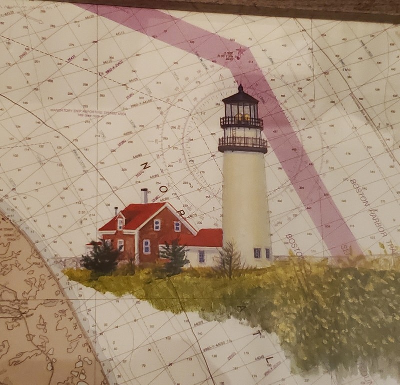 Lighthouses Cape Cod Bay Signed Numbered Print Soundings In Feet ROGER TIRRELL gallery