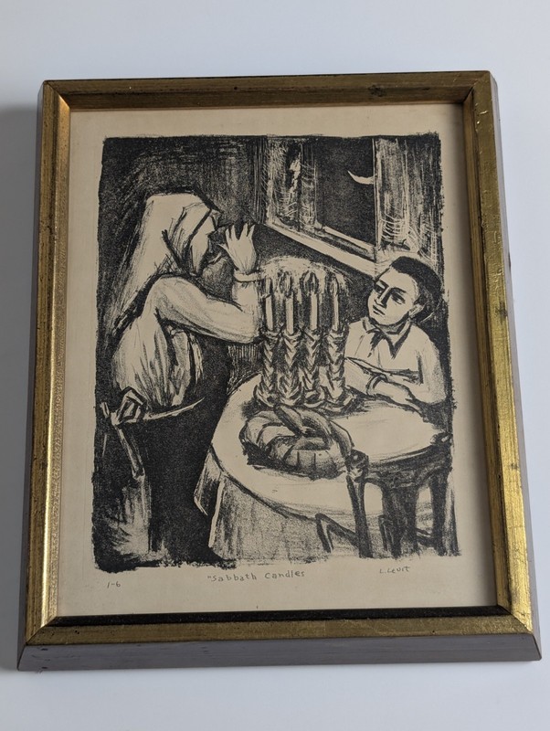 L. Levit Judaica Lithograph “Sabbath Candles” Signed 1/6 Framed Vintage Art