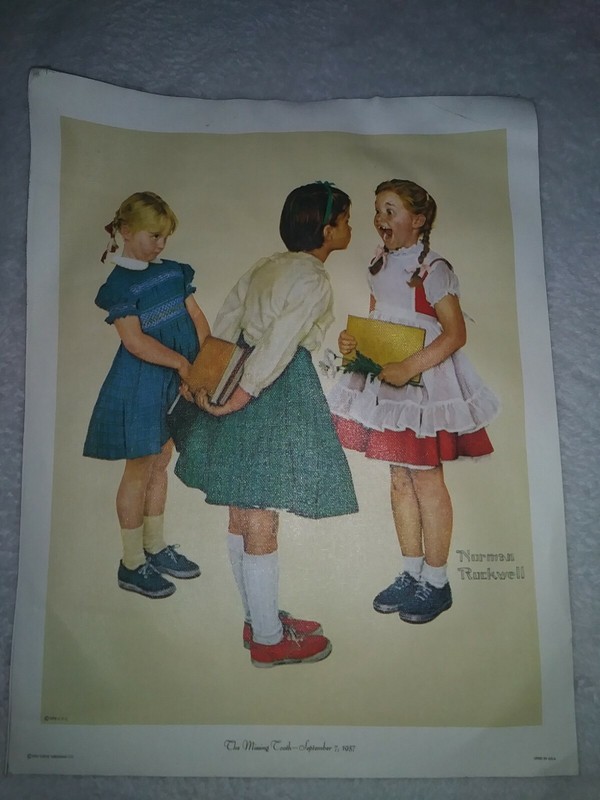 Norman Rockwell The Missing Tooth Lithograph Canvas Vintage Art see pics