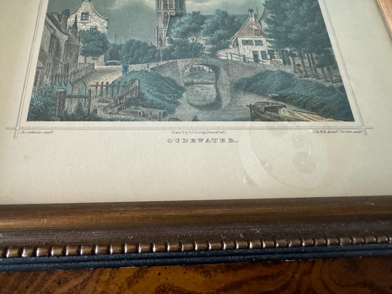 Antique Print OUDEWATER NETHERLANDS Terwen Schuler Wood Frame gallery