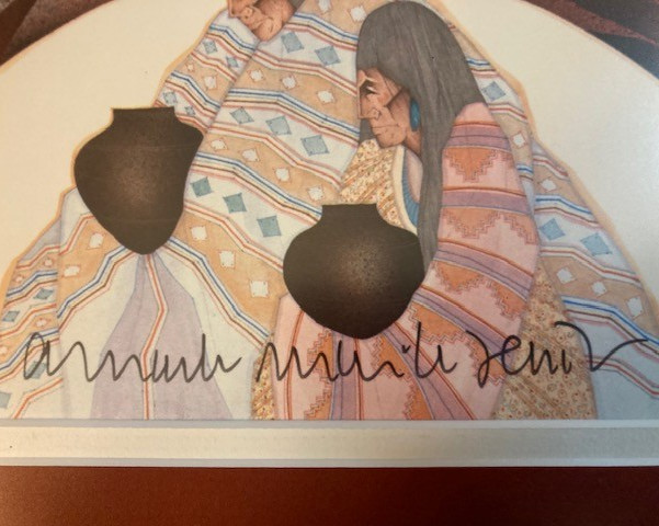 Amado Maurilio Pena Jr Signed Southwestern Native American Print Framed Matted gallery