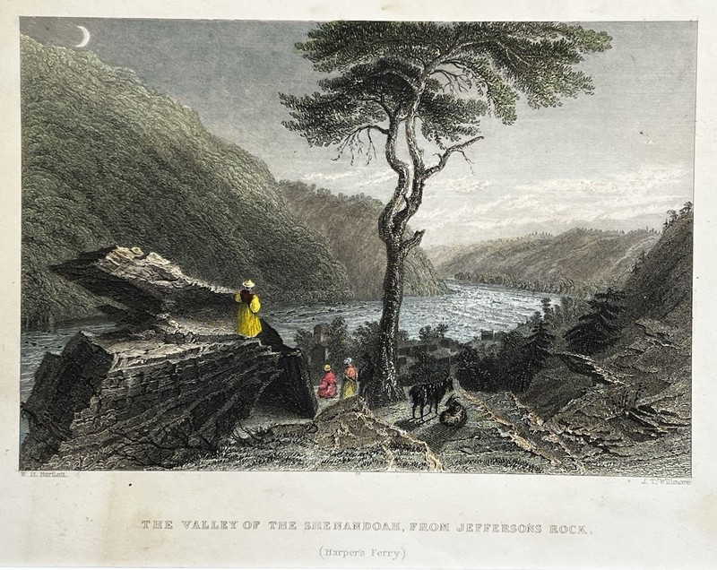 Orig. 1838 Print,Shenandoah Valley From Jefferson’s Rock,Harper’s Ferry,WV,Mated gallery