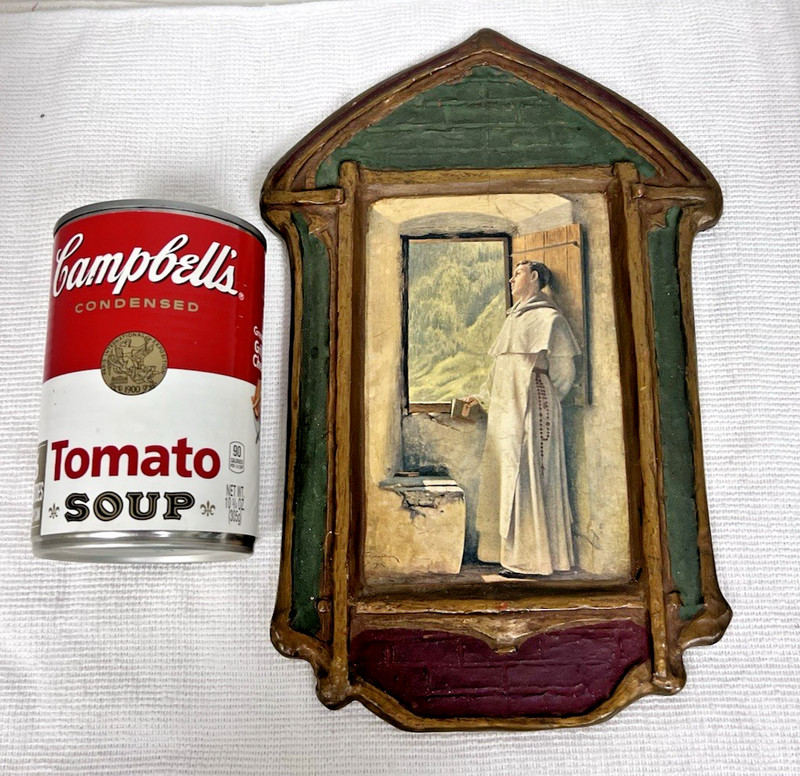 Vintage Gesso Duracraft Sunlight Cederstrom Monk Thinking Painted Ornate Frame gallery