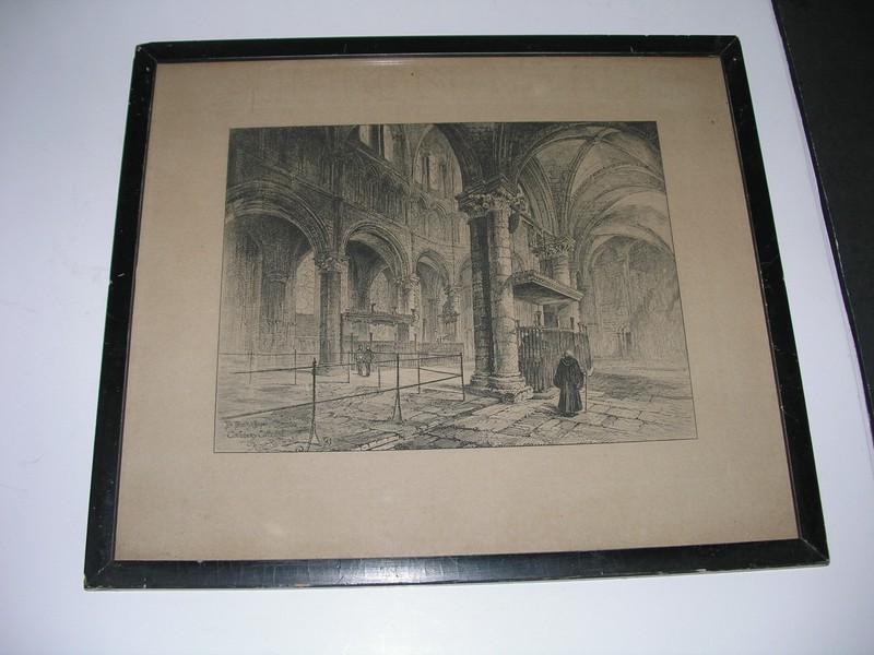 ORIGINAL RAILTON 1800s Etching «Chantry of the Black Prince» FRAMED SIGNED