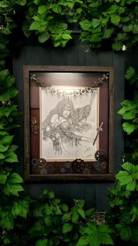 Medieval Warrior Pencil Sketch/Mixed Media Shadowbox Art»Take Heed Of Your Peril