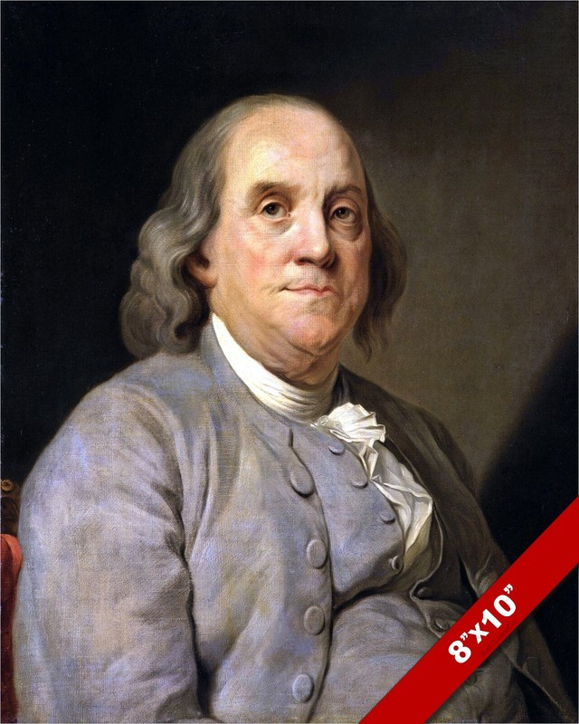 BENJAMIN FRANKLIN FOUNDING FATHER PORTRAIT PAINTING 8X10 REAL CANVAS ART PRINT