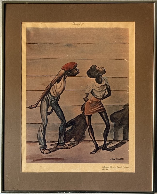 ERNIE BARNES ANTIQUE BLACK AFRICAN AMERICAN RAPPING LITHOGRAPH VINTAGE 1960s