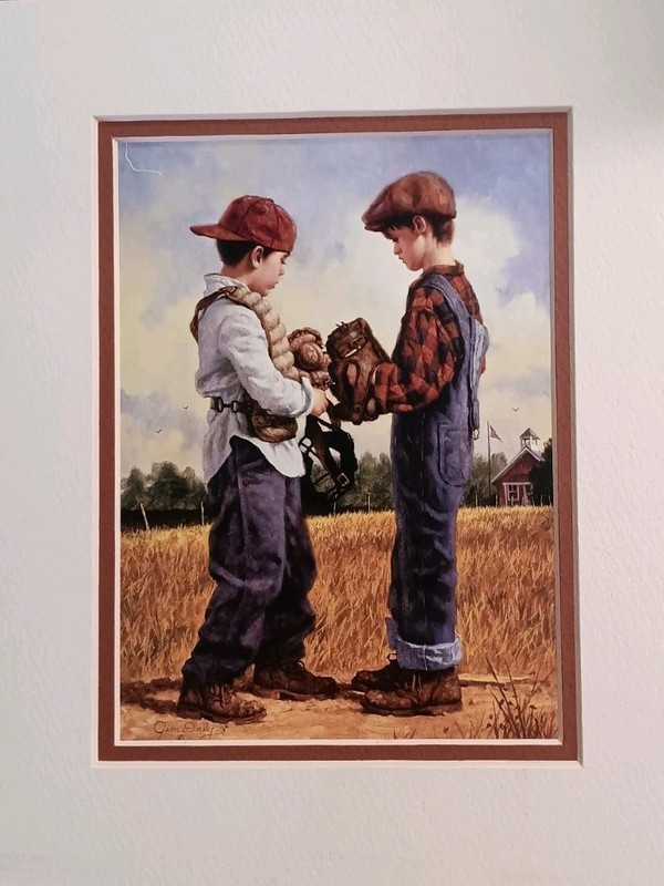 Vintage Jim Daly Talking It Over Baseball Print Picture no frame see pics