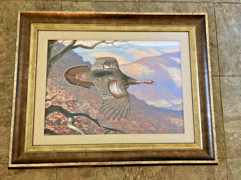 VERY RARE Ned Smith Signed Royal Domain Wild Turkey Print with stamp and patch
