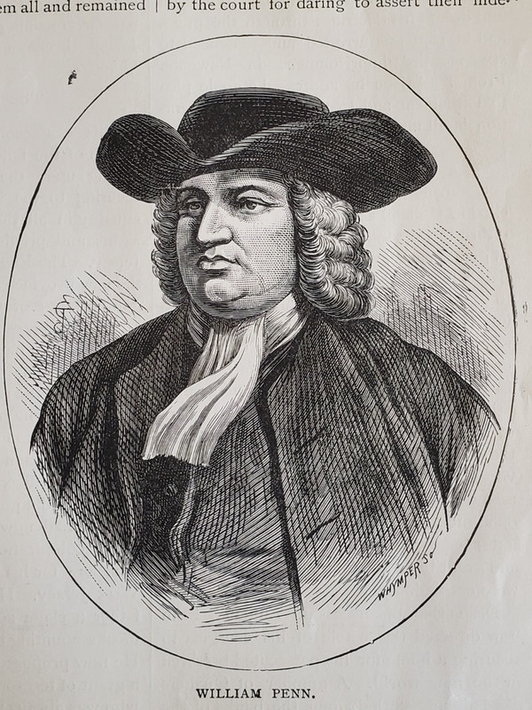 1896 Illustration «William Penn» The Queen of Republics History of US