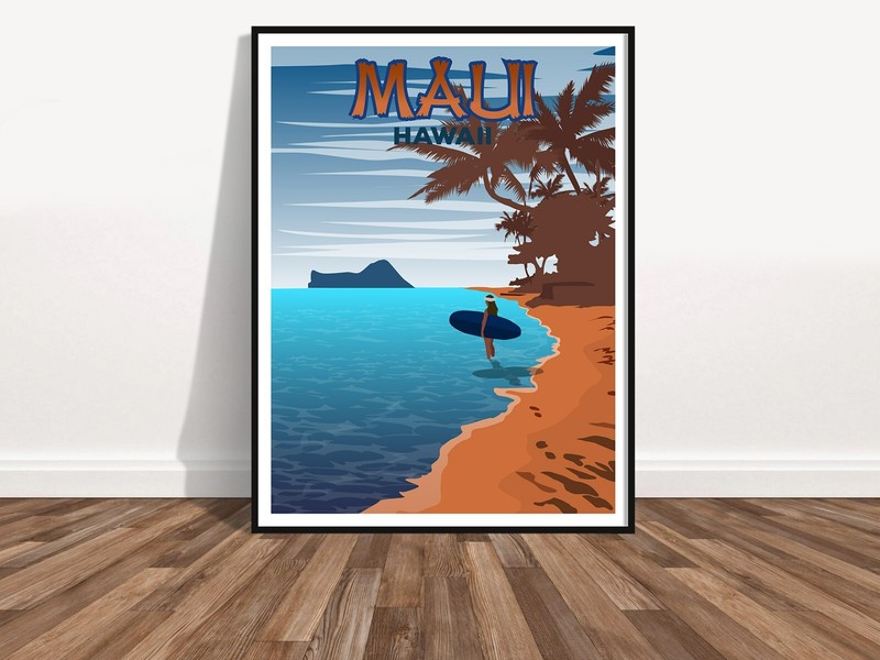MAUI HAWAII Wall Art Vacation Print Beach Print Poster (DAY SCENE)