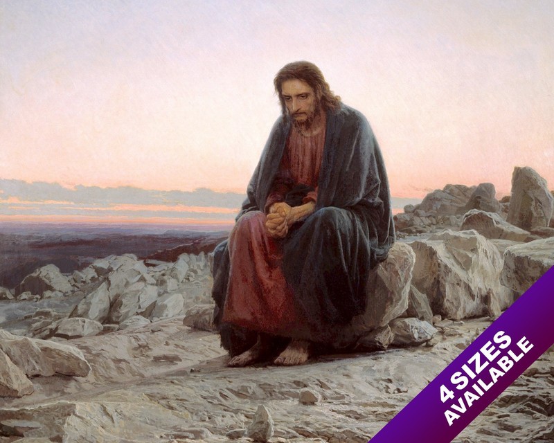 THE LORD JESUS CHRIST IN THE DESERT WILDERNESS REAL CANVAS ART PAINTING PRINT
