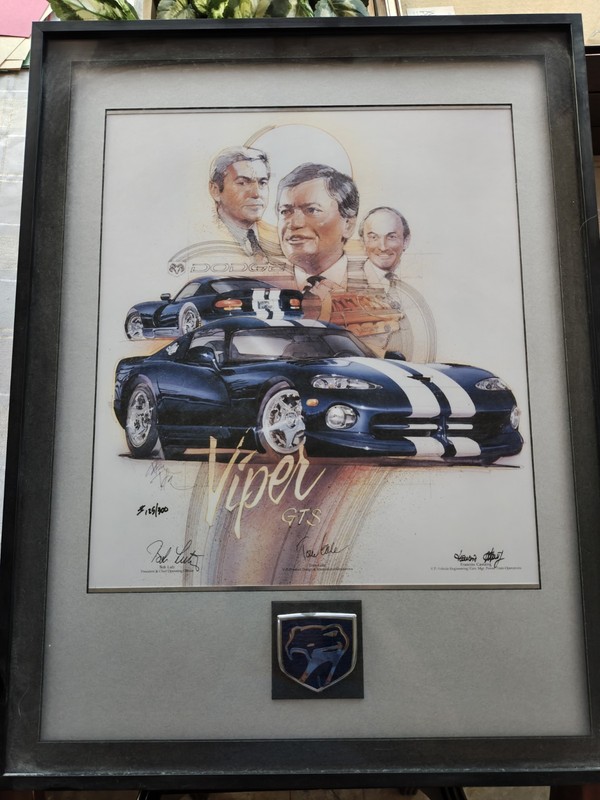 Viper GTS Signed Limited Edition Matted Framed Print 20×26 Bob Lutz