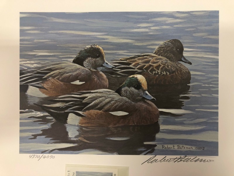 TEXAS~1990~WATERFOWL~10TH ANNIVERSARY~ROBERT BATEMAN~LE 6,090~W/STAMP
