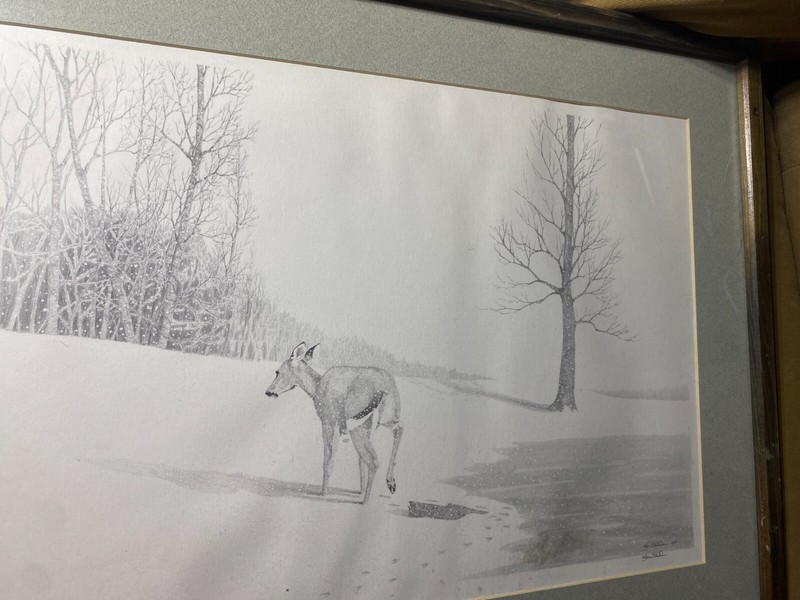 Ken Schuler "Deer In Winter Landscape Scene'" LE Print 131/200 - Signed/Framed gallery