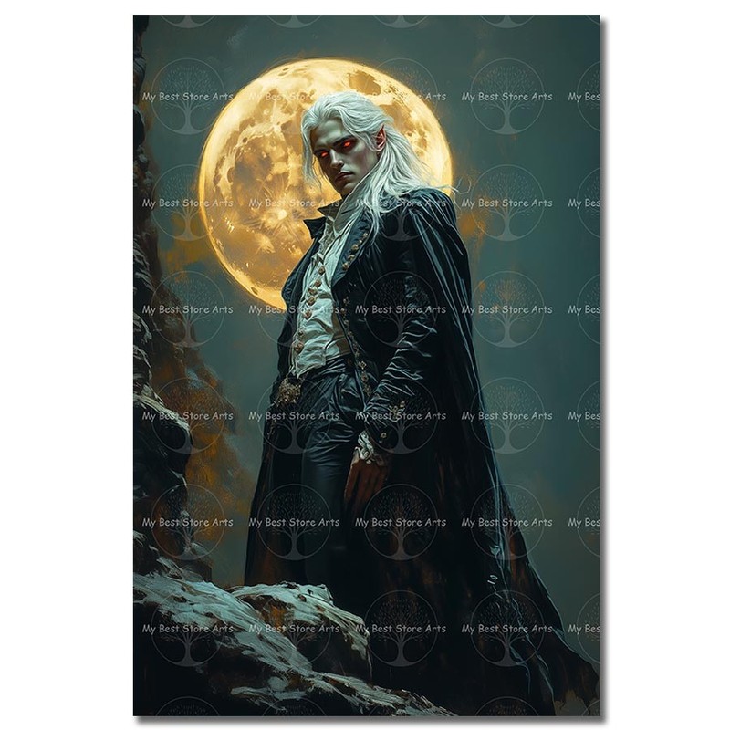 Vampire Moon Art Print, Gothic Romance Wall Decor