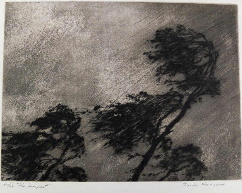 Trude Hanscom 1952 Signed Etching "The Tempest" Number 26/100 In Matte