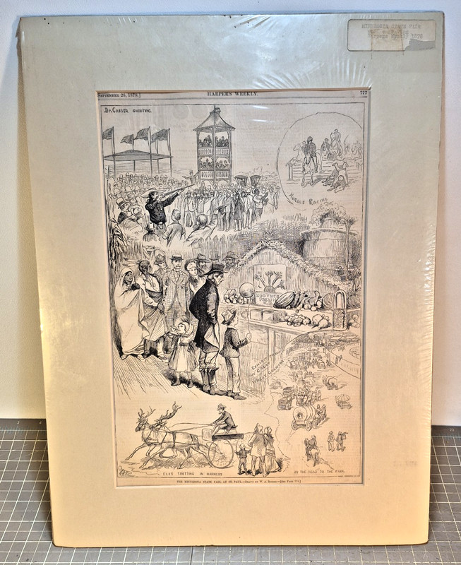 1878 WOOD ENGRAVING WILLIAM FRANK CARVER SHOOTING MINNESOTA STATE FAIR ST. PAUL