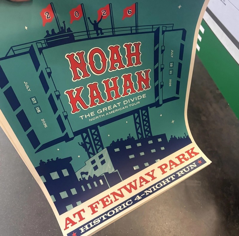 Noah Kahan Fenway Park July 7, 8, 10, 11, MA tour 2026 Poster reprint