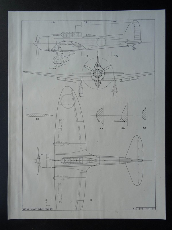 WW2 JAPAN Aircraft AICHE NAVY 99 (VAL) Scale Design Plan c1944 gallery