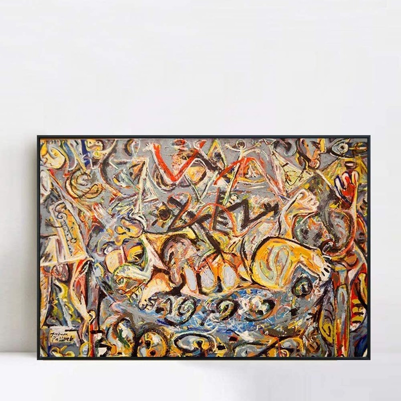 Framed Canvas Art Abstract Series#21 by Jackson Pollock Living Room Home Decor