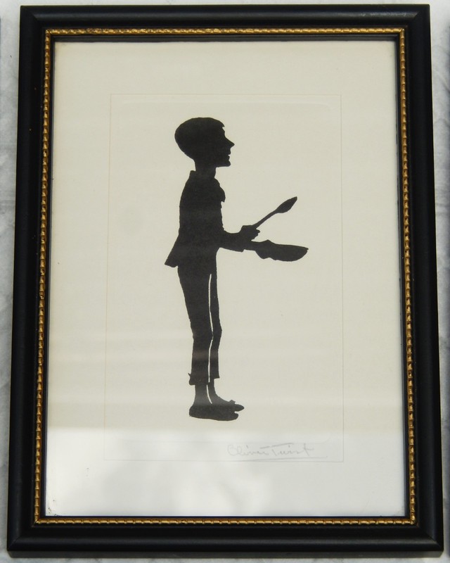 6 Charles Dickens Characters Black & White Framed Silhouettes Vintage gallery