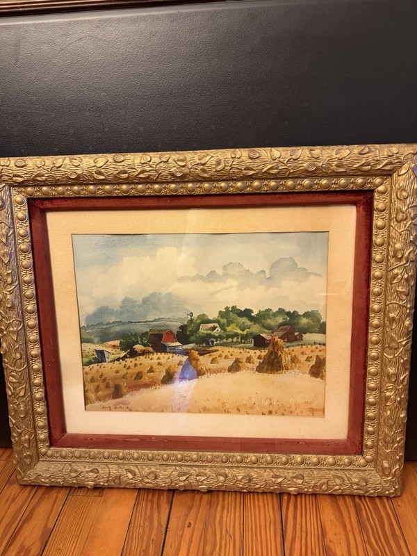 ADOLF DEHN LITHOGRAPH ’38 Antique MINNESOTA IN AUGUST Wood Gilded Frame Rare EUC