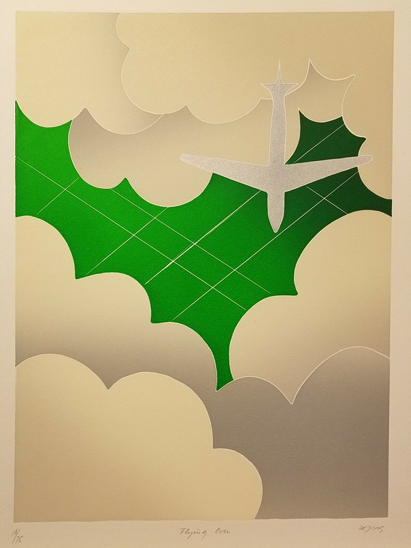 Flying Over by Thom De Jong (70s 80s Dutch NYC Artist) Airplane Landscape gallery
