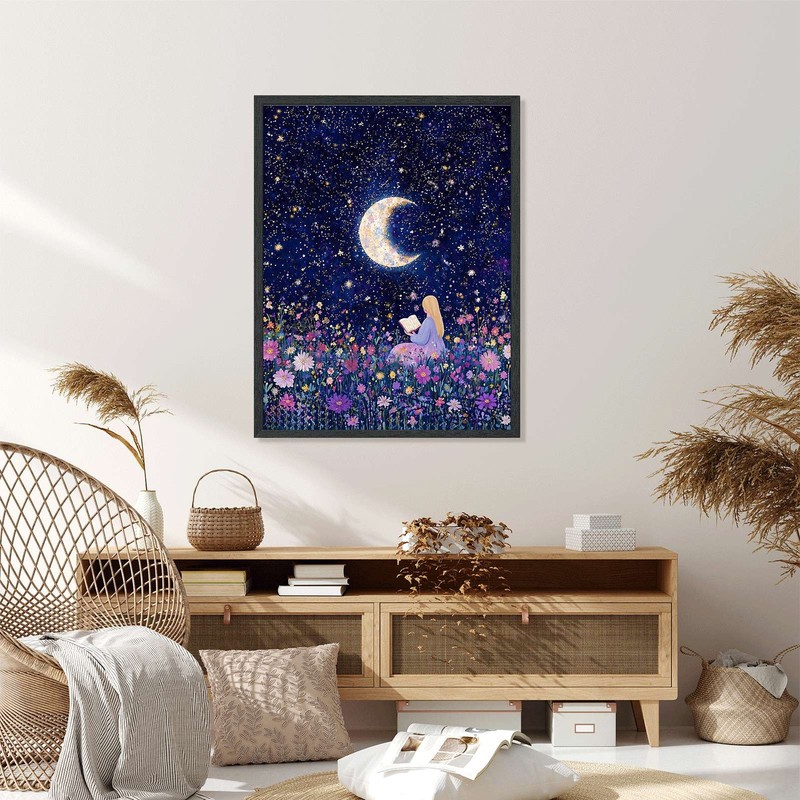 Girl Reading Under Moonlit Sky Canvas Oil Paintings Reproduction gallery
