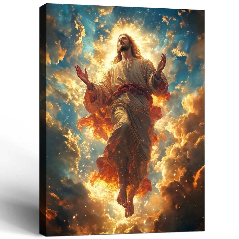 Jesus Ascension Canvas Wall Art Framed Christian Prints Religious Poster Pict...