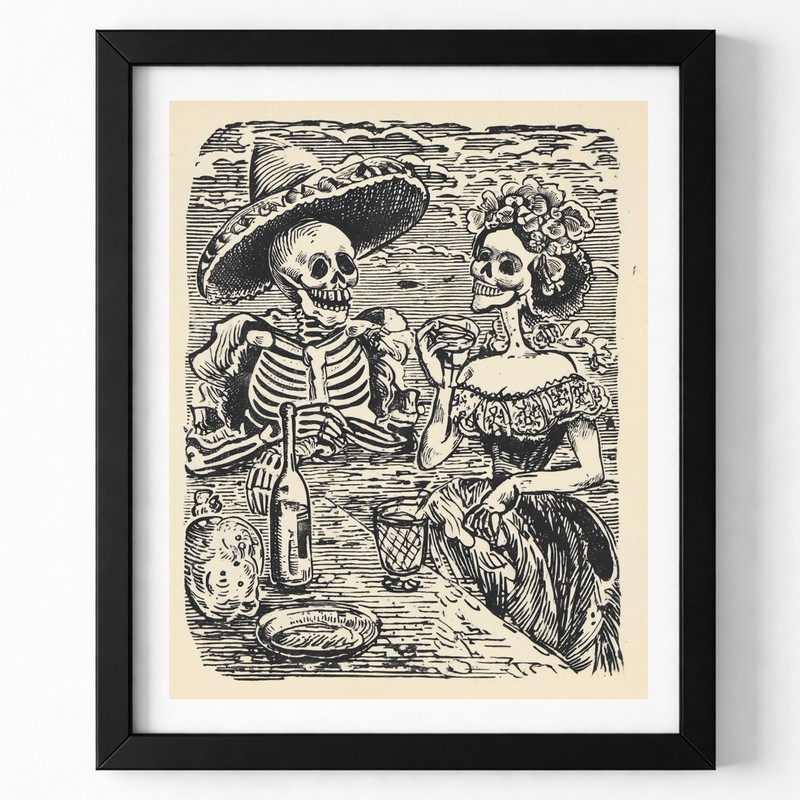 Vintage Calavera Skeleton Wall Art Print 8x10 Mexican Engraving - 260401102 gallery