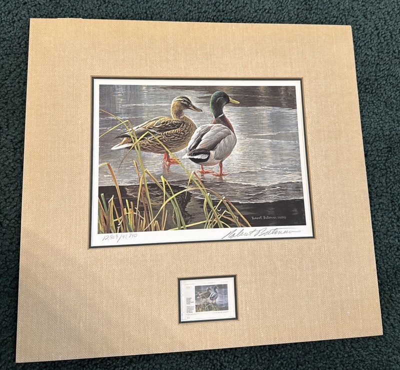 1 ROBERT BATEMAN LIMITED EDITION 85 Mallard Duck Pair SIGNED/NUMBERED Stamp vtg