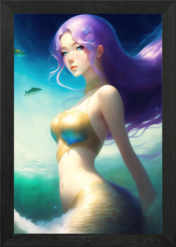 beautiful mermaid Framed Wall Art Poster Canvas Print Picture