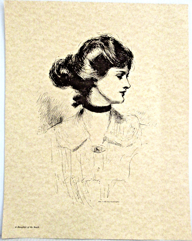 "A DAUGHTER OF THE SOUTH" (GIBSON GIRL)~ *1909 PEN-AND-INK SKETCH - (11" X 14")*