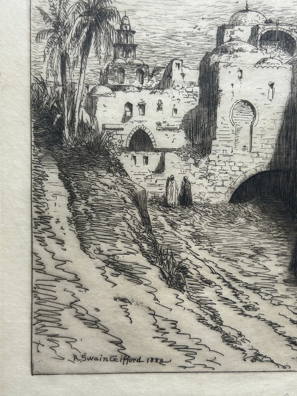 R. Swain Gifford Signed Etching Moorish Architecture 1880 Antique Print gallery