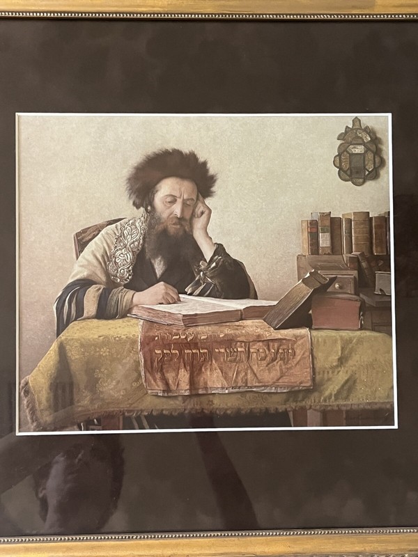 isidor kaufmann Studying The Talmud Lithograph Judaica 19×20
