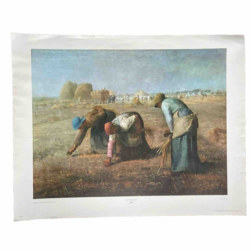 Jean François Millet Les Glaneuses 1960 Print 28 x 22” Louvre Museum France