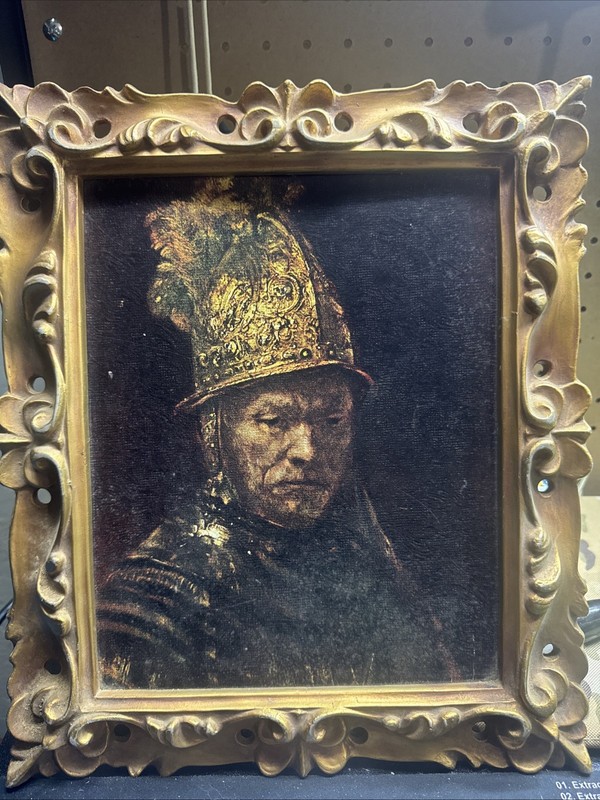 Vintage 1950s The Man With the Golden Helmet Rembrandt Textured Canvas Print