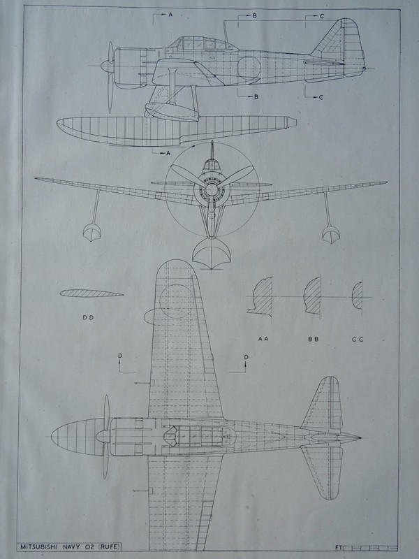 WW2 JAPAN Aircraft MITSUBISHI NAVY 02 (RUFE) Scale Design Plan c1944