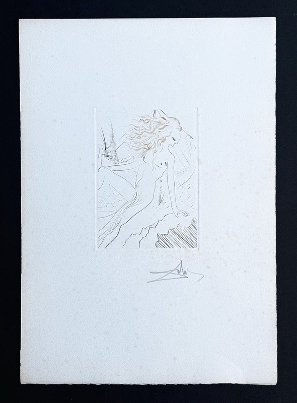 Salvador DALI Etching 1972 Le Decameron "La Fiancée du Roi de Garbe" Signed COA