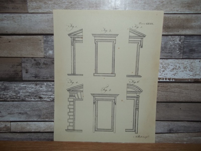Antique Engraving Print Architecture Door 18th-19th Century Andrew Bell Original