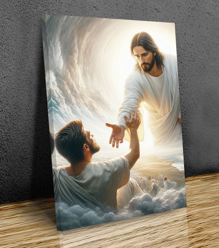Jesus showing the way to heavens mounted canvas art print