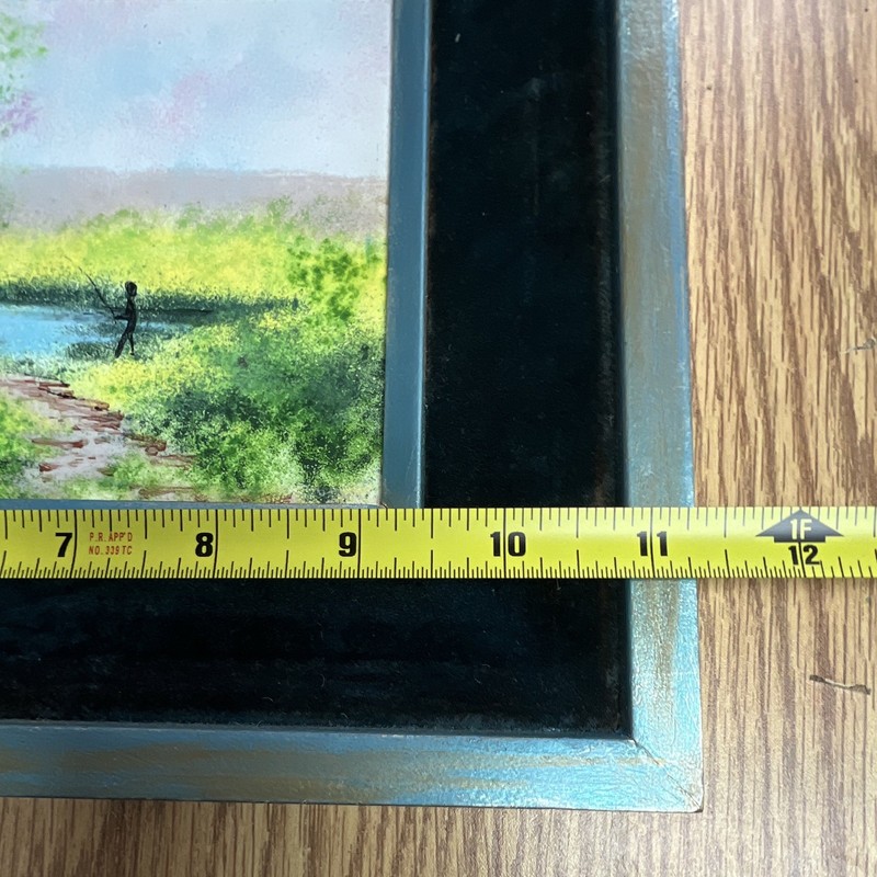 Framed Landscape River Scene Print w/ Trees & Figure 8x12 Small Single Piece gallery