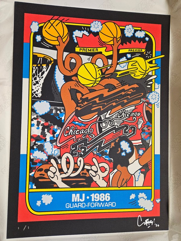 🌟 2024 Artist Ermsy-AUTO MJ 1986 Michael Jordan Fleer RC BLACK CAT/UNIQUE #1/1