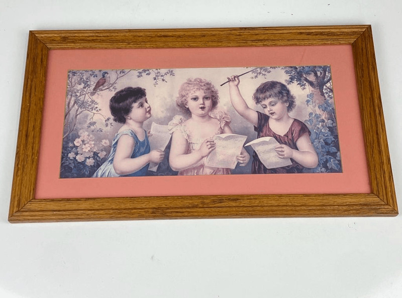 Vtg Rare Frohe Jugend Happy Childhood c. 1890’s Lautz Bros Soap Co. Print Framed